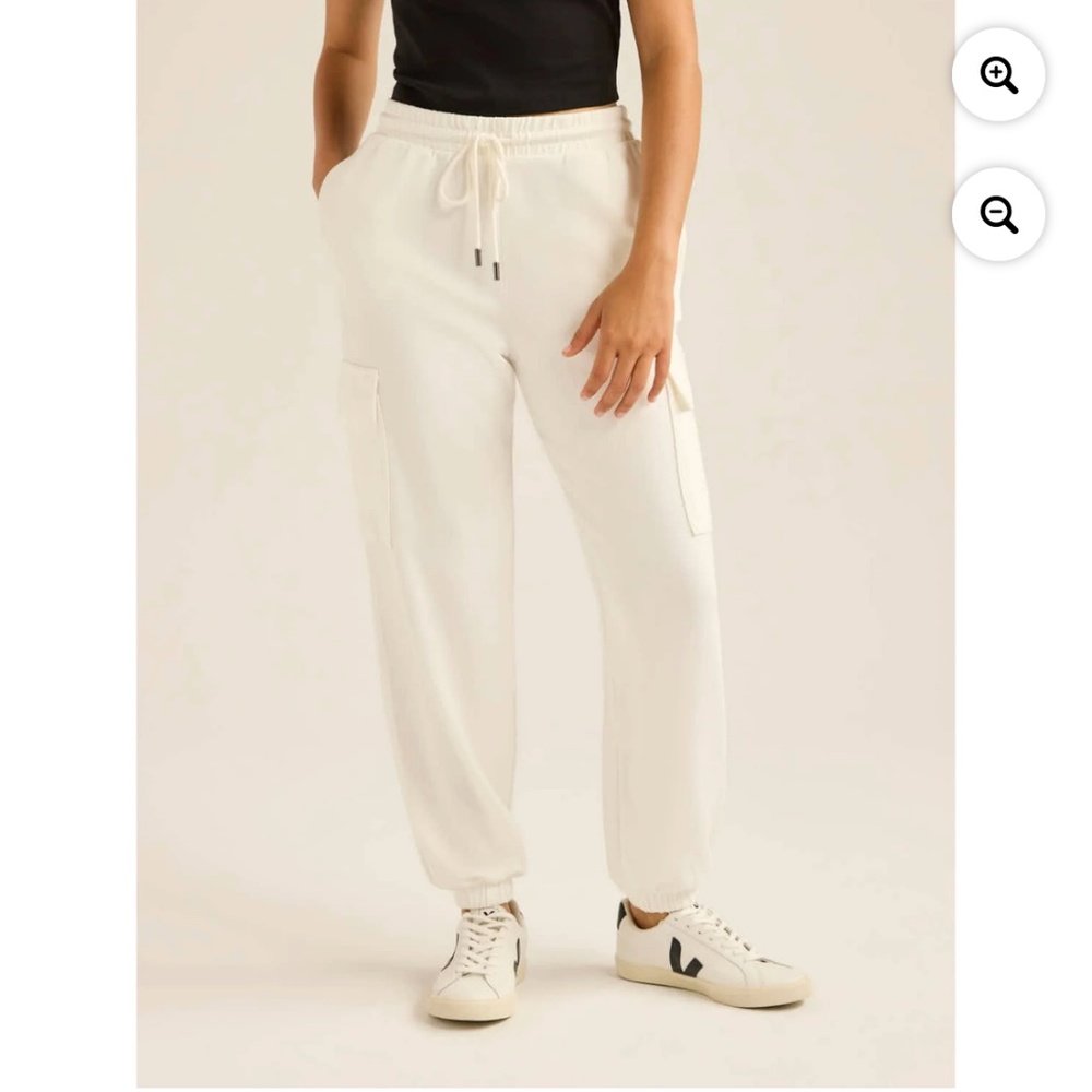 Scoop NYC Women’s Winter White Scubaknit Cargo Joggers Size XL NWT